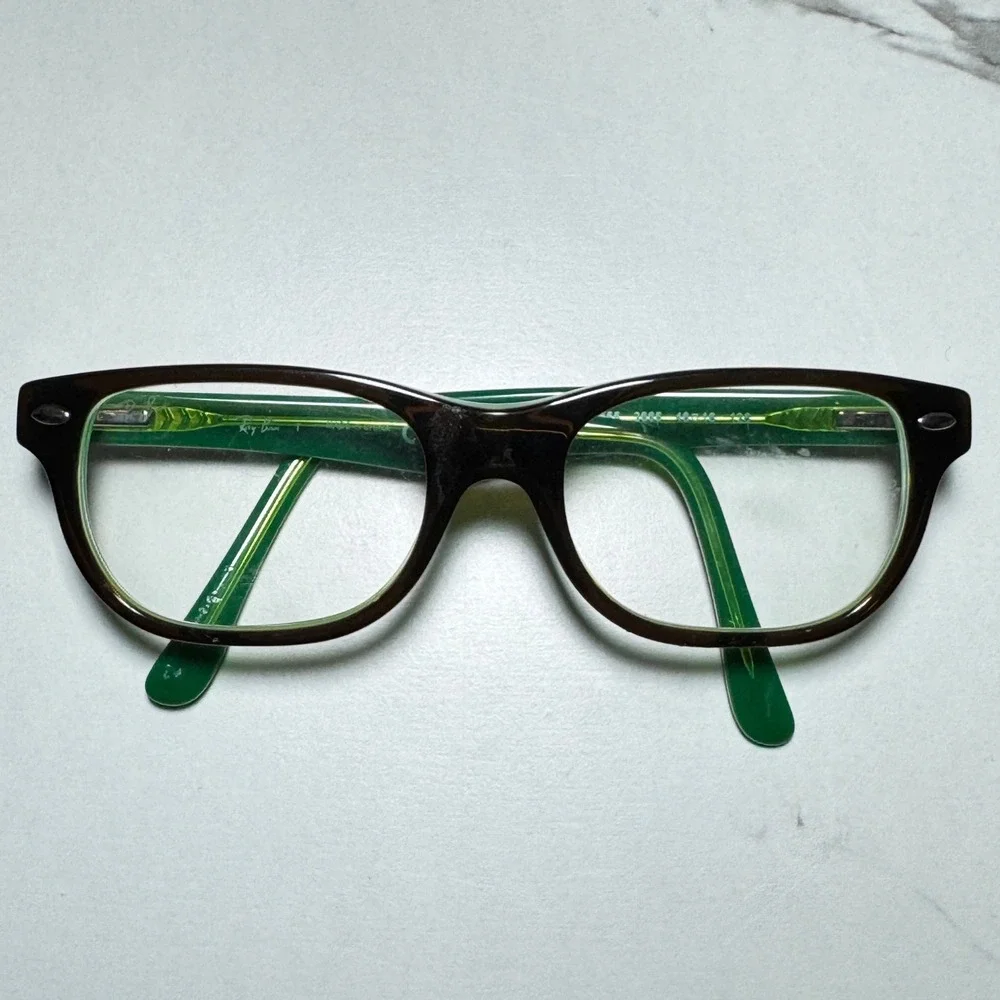 Ray-Ban RB 1555 3665 Brown Green Rectangular Eyeglasses Frames 46-16-125